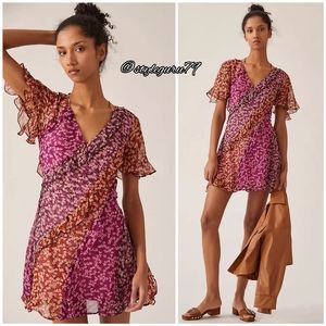 NWT, Anthropologie, Soft Printed Ruffle Short Sleeve Mini Dress